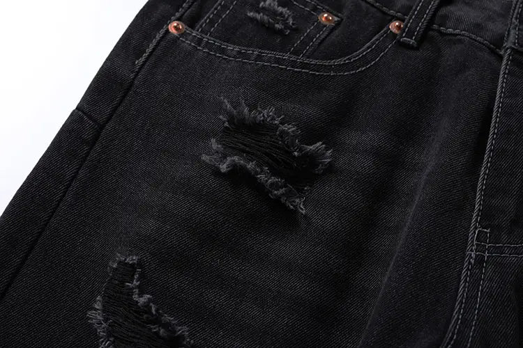 Washing Hole Denim Bootcut Trousers Men