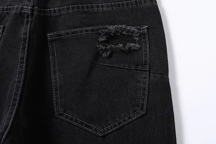 Washing Hole Denim Bootcut Trousers Men