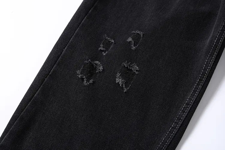 Washing Hole Denim Bootcut Trousers Men