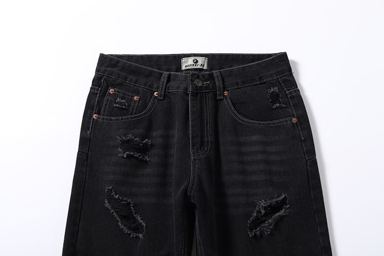 Washing Hole Denim Bootcut Trousers Men