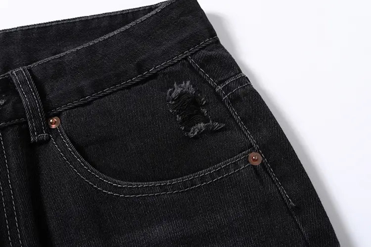 Washing Hole Denim Bootcut Trousers Men
