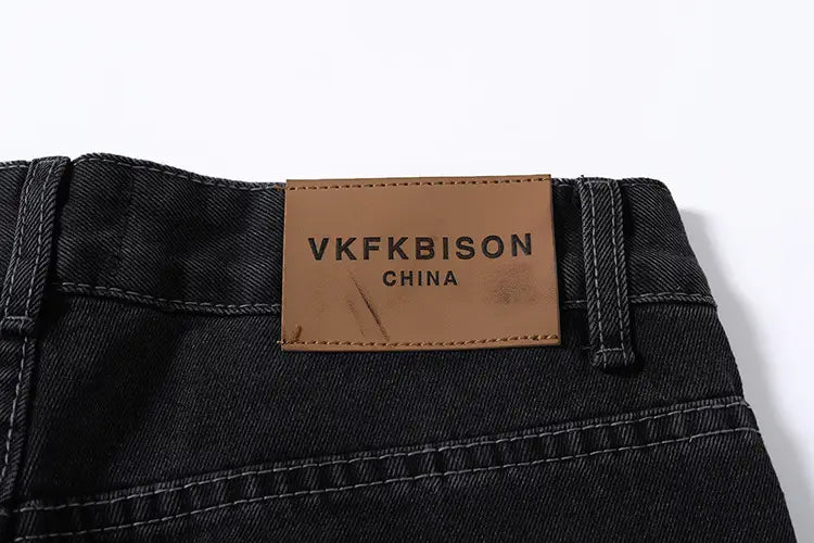 Washing Hole Denim Bootcut Trousers Men