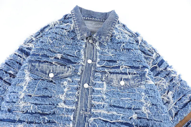 Men Fashion Brands Washed Old Three-dimensional Irregular Coat