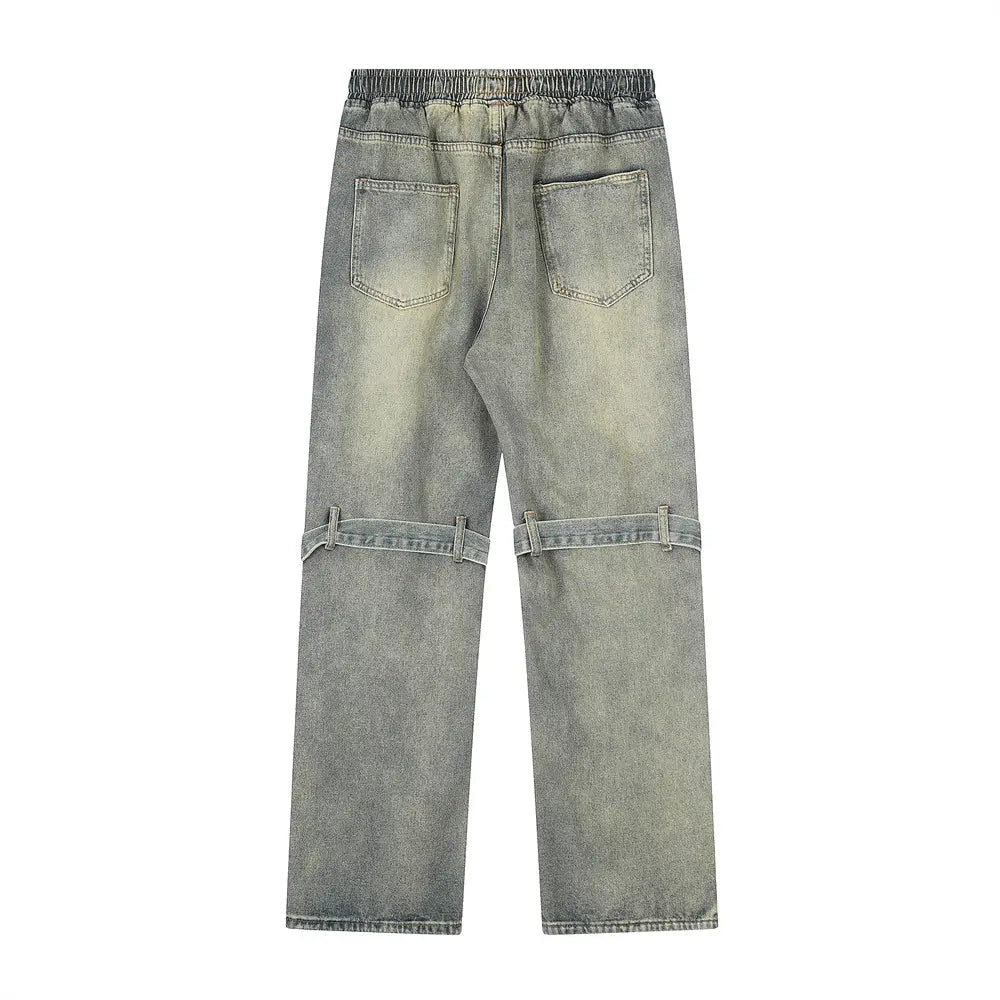 Embroidered Straight-leg Denim Trousers For Men