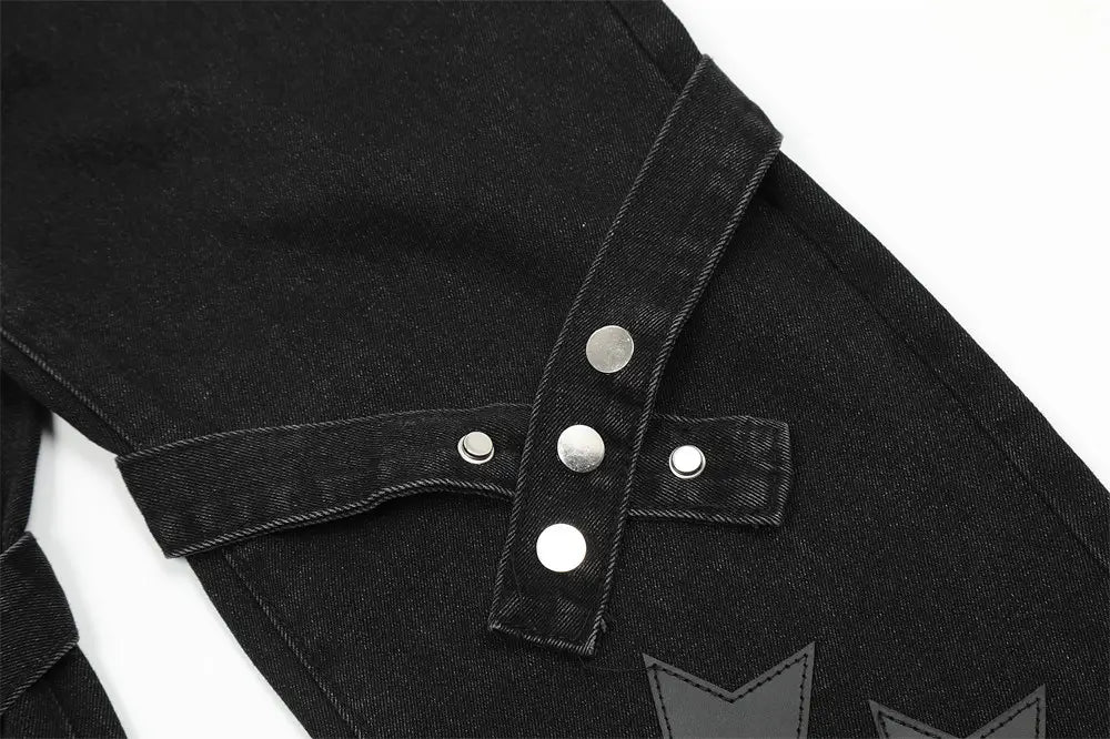 Embroidered Straight-leg Denim Trousers For Men