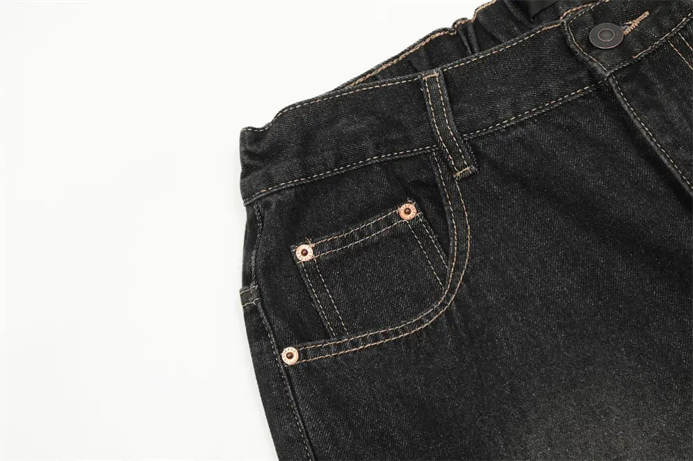 Fashion Punk Patch Denim Trousers Men