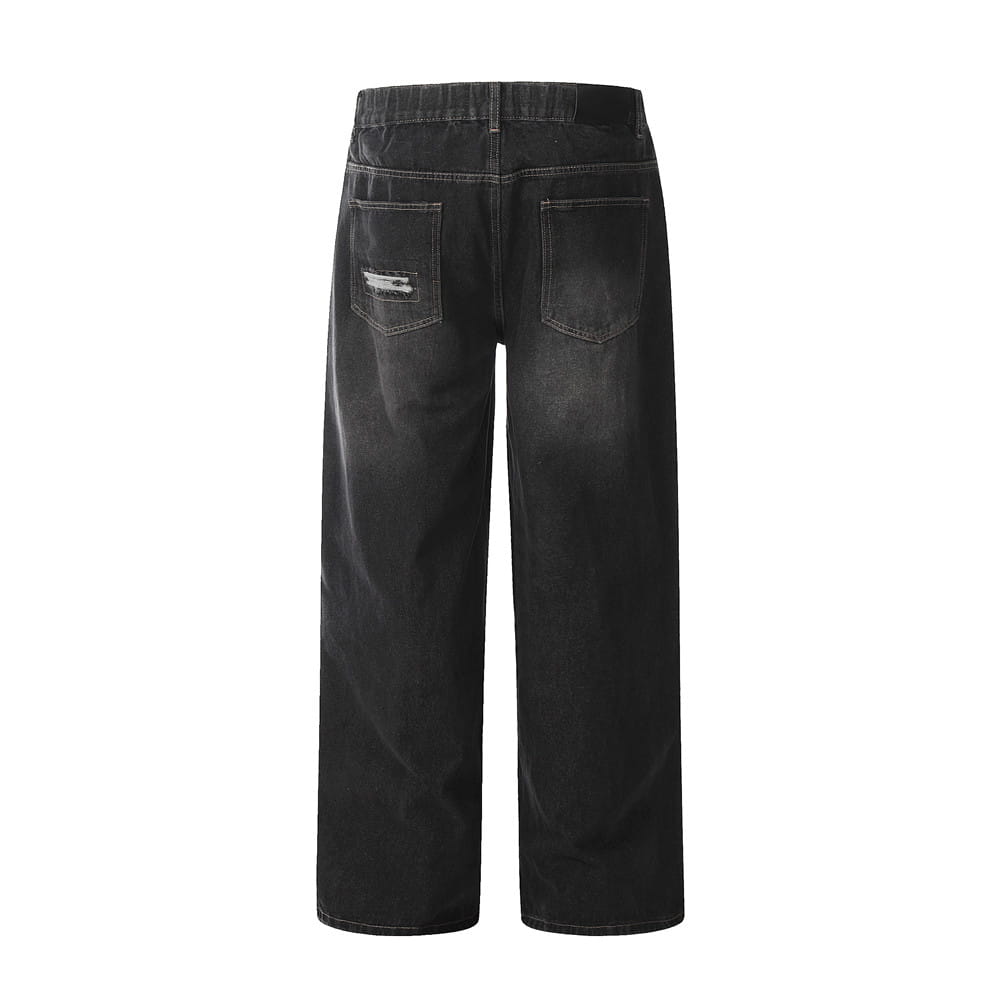Fashion Punk Patch Denim Trousers Men
