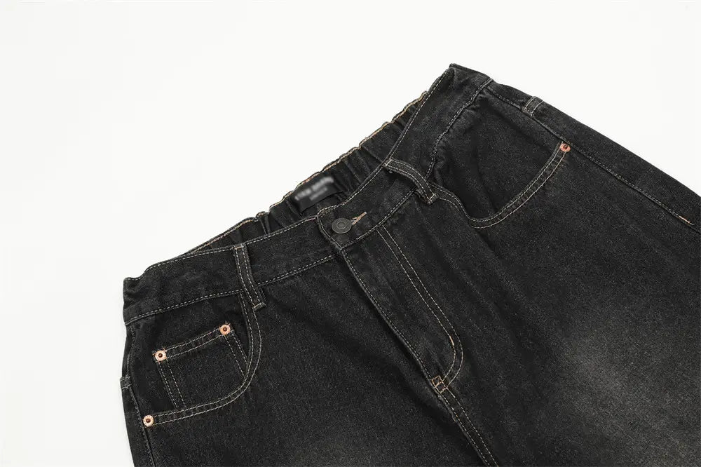 Fashion Punk Patch Denim Trousers Men