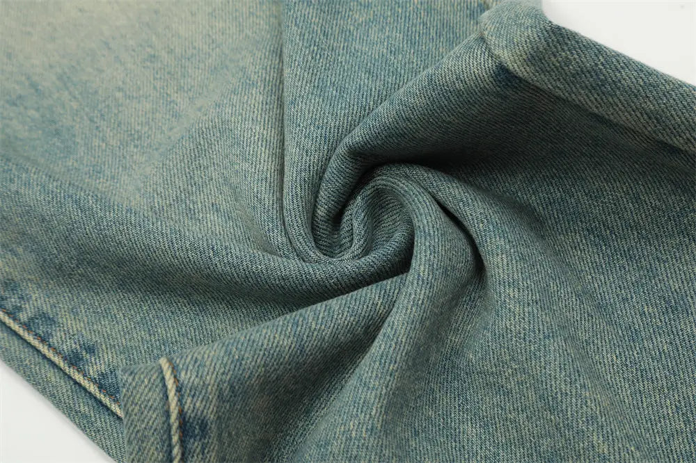 Washed White Wide-leg Denim Trousers For Men