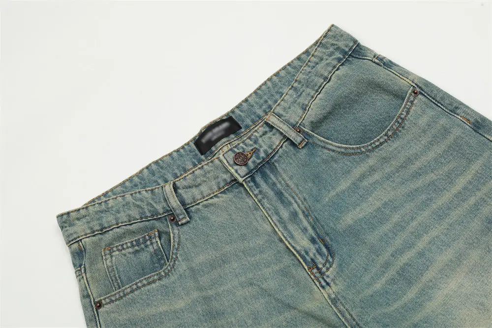 Washed White Wide-leg Denim Trousers For Men