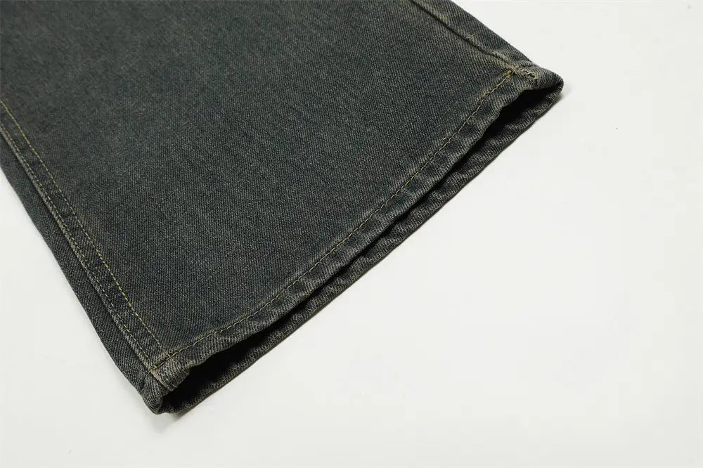 Monkey Wash Washed Denim Trousers For Men