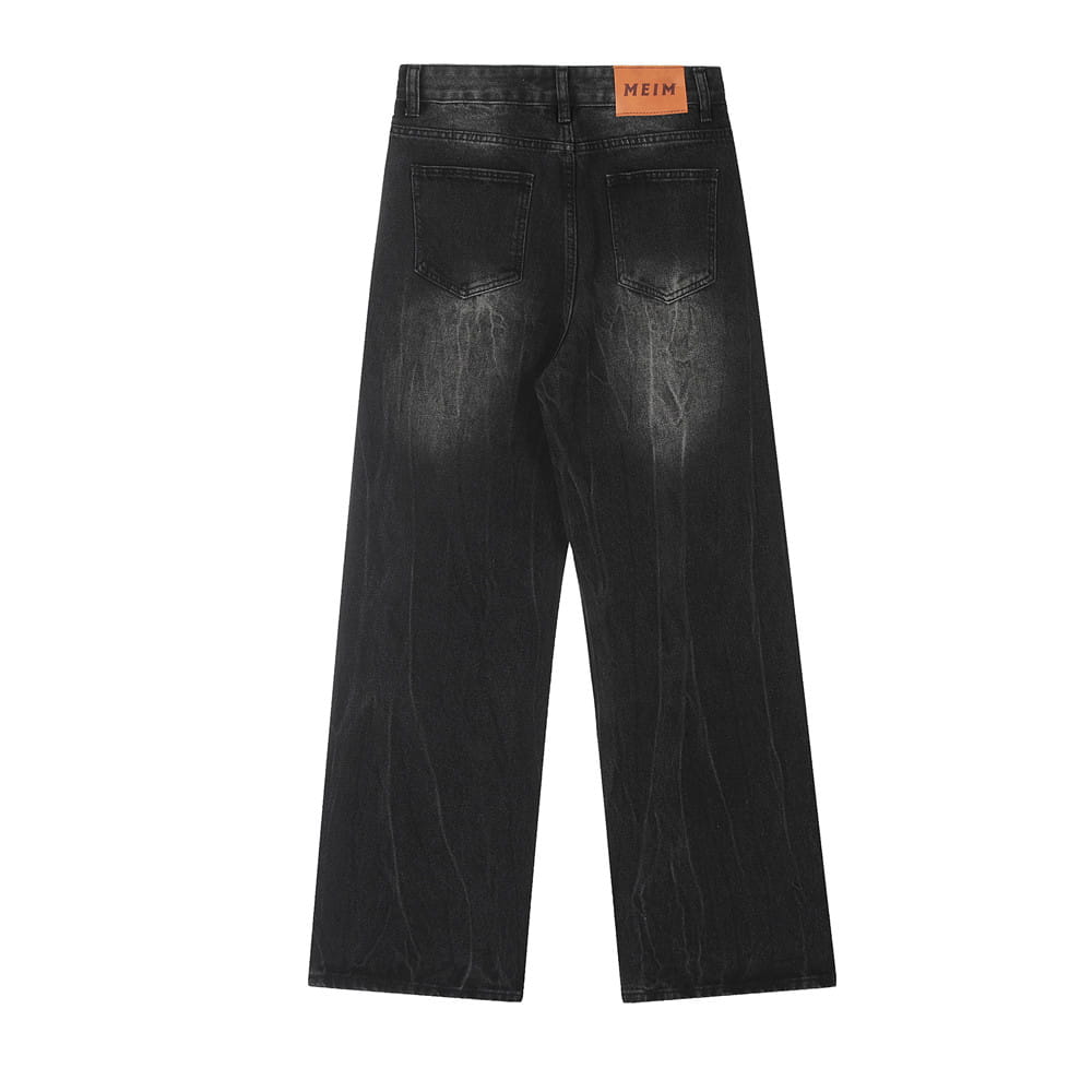 Distressed Wash Bright White Denim Trousers For Men