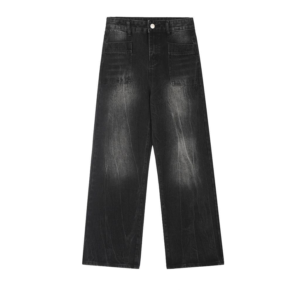 Distressed Wash Bright White Denim Trousers For Men