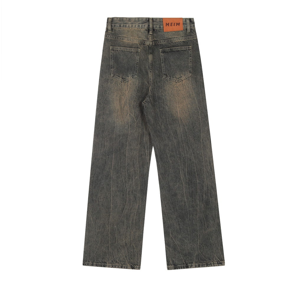 Distressed Wash Bright White Denim Trousers For Men