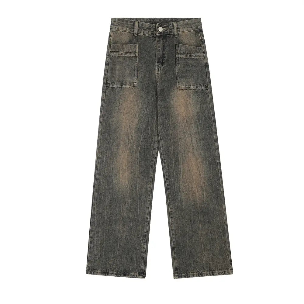 Distressed Wash Bright White Denim Trousers For Men