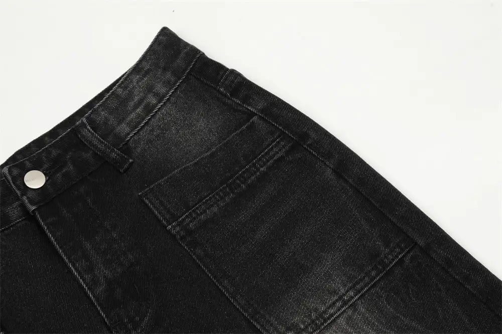 Distressed Wash Bright White Denim Trousers For Men