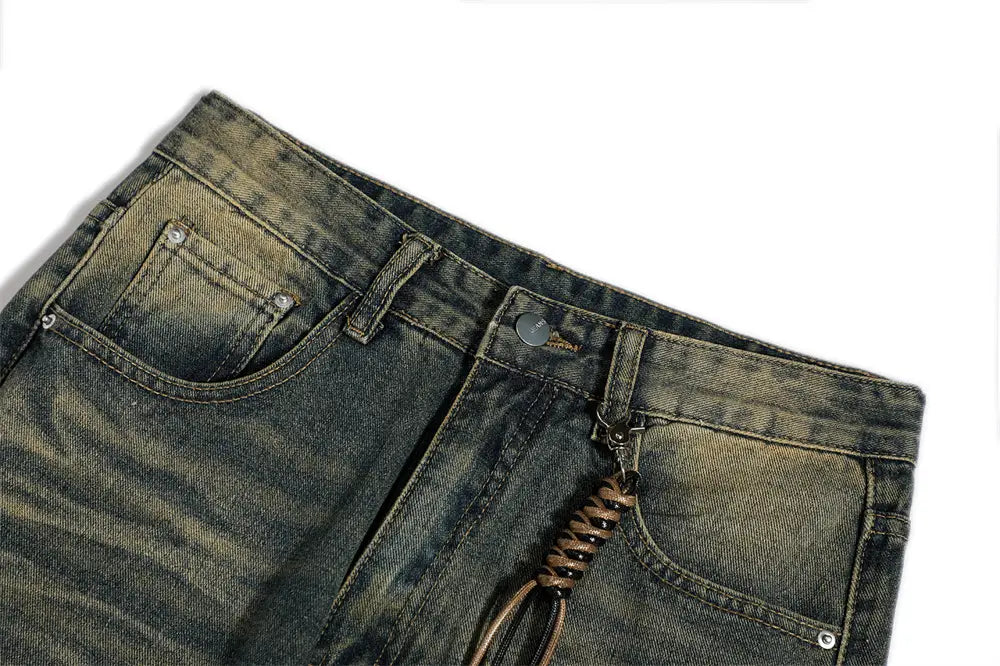 Washed White Denim Bootcut Trousers Men