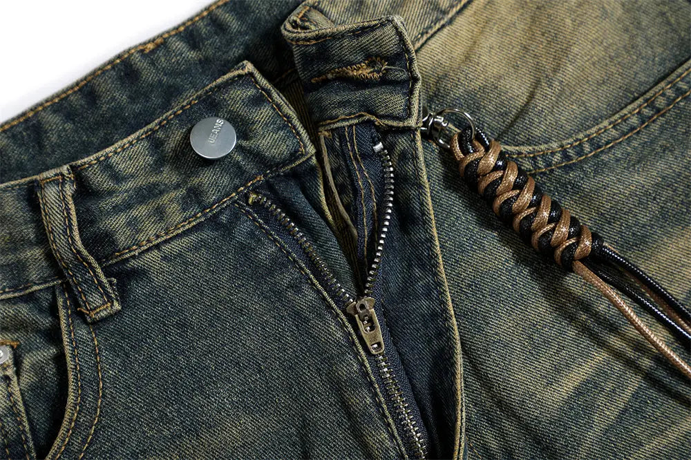 Washed White Denim Bootcut Trousers Men