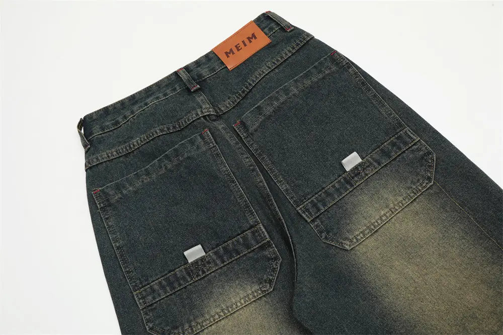 Fashion Denim Cargo Pants Trousers Men