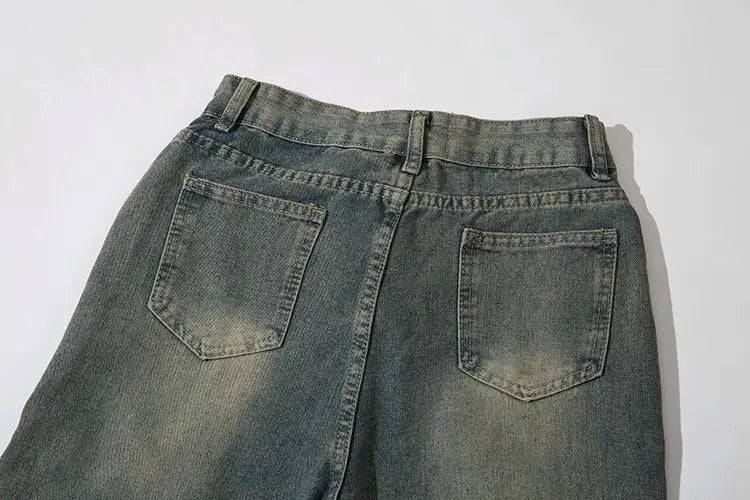 Ripped Hollow-out Denim Trousers For Men