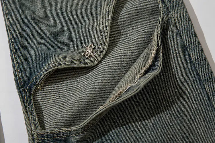 Ripped Hollow-out Denim Trousers For Men