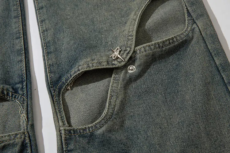 Ripped Hollow-out Denim Trousers For Men