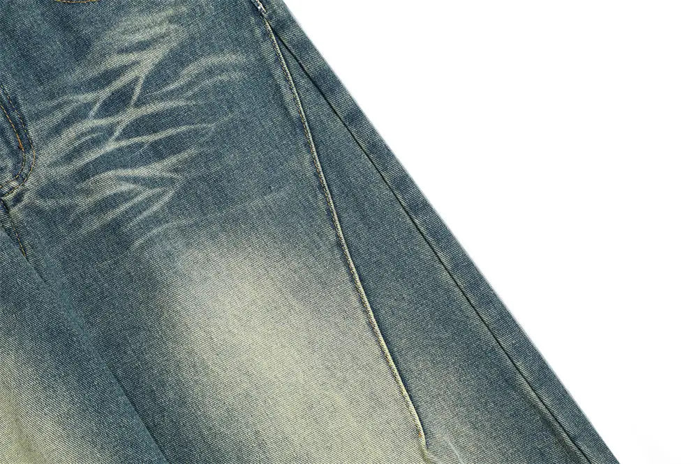 Washed Denim Loose Trousers For Men