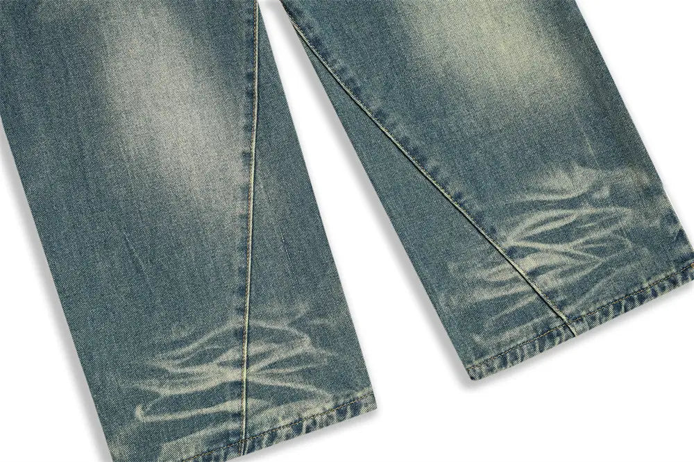 Washed Denim Loose Trousers For Men