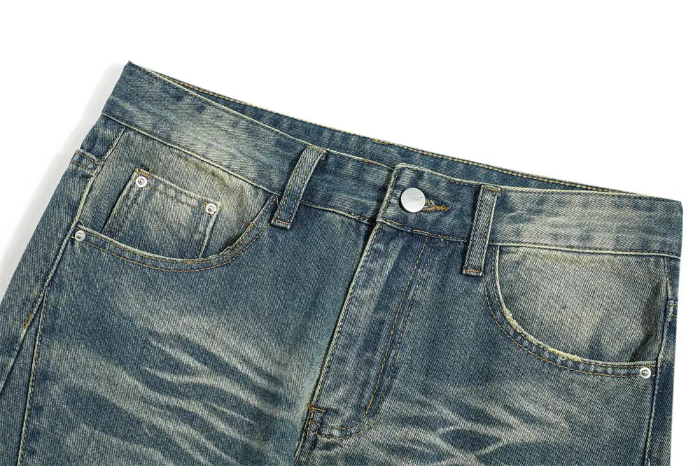 Washed Denim Loose Trousers For Men
