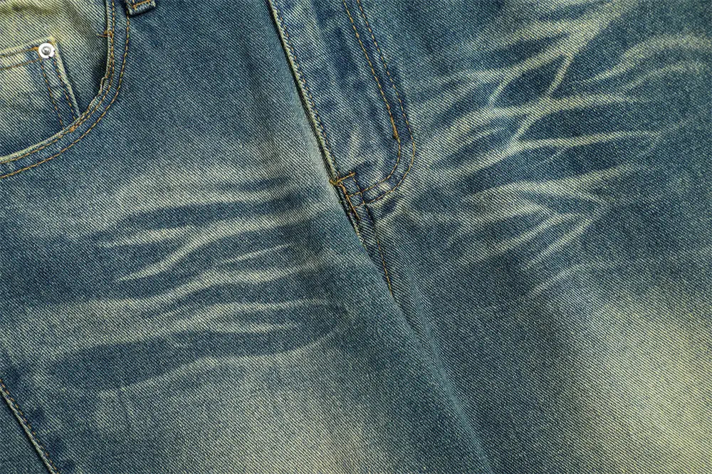 Washed Denim Loose Trousers For Men