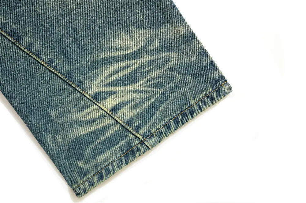 Washed Denim Loose Trousers For Men