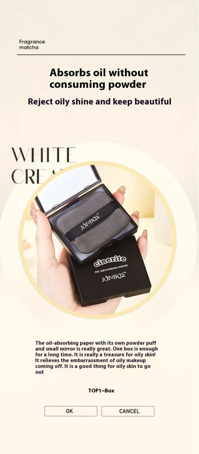 Portable Cleaning Oil-absorbing Sheets With Powder Puff Facial Oily Skin Refreshing Oil Removing Bamboo Charcoal Oil
