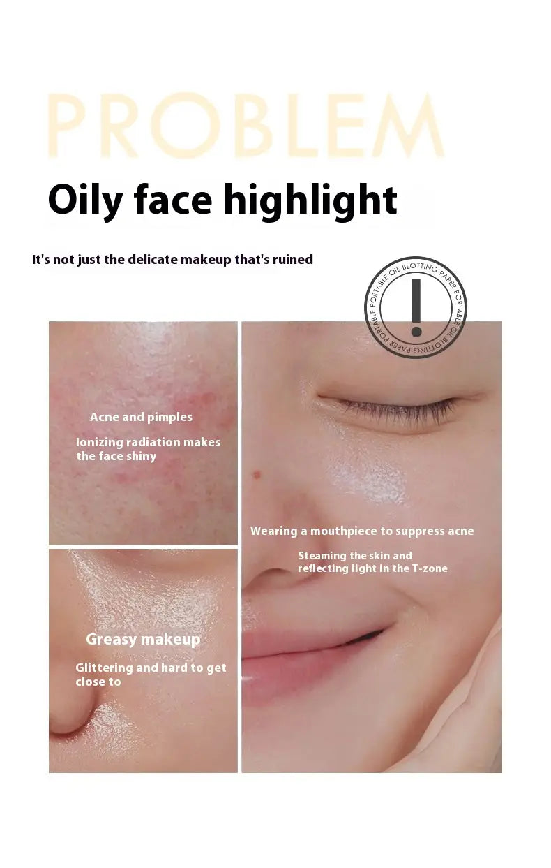 Portable Cleaning Oil-absorbing Sheets With Powder Puff Facial Oily Skin Refreshing Oil Removing Bamboo Charcoal Oil