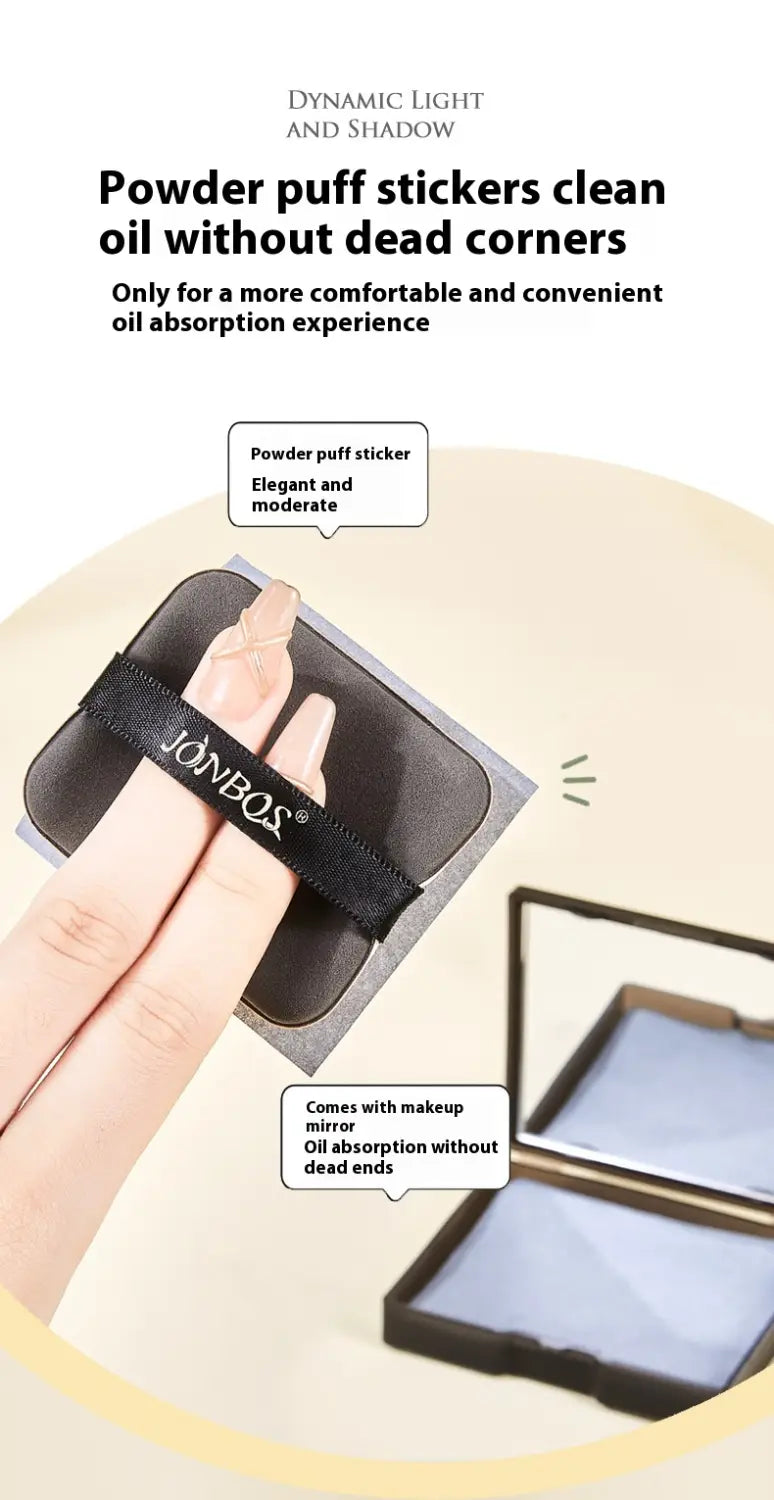 Portable Cleaning Oil-absorbing Sheets With Powder Puff Facial Oily Skin Refreshing Oil Removing Bamboo Charcoal Oil