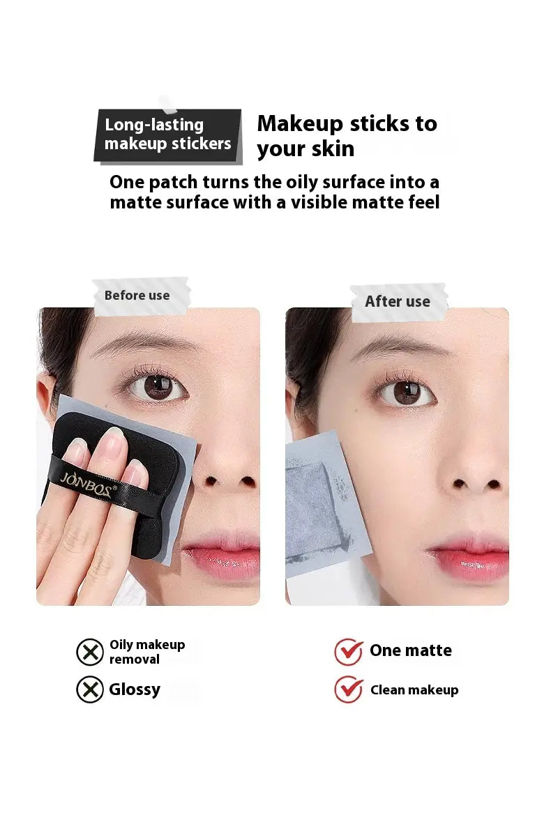 Portable Cleaning Oil-absorbing Sheets With Powder Puff Facial Oily Skin Refreshing Oil Removing Bamboo Charcoal Oil