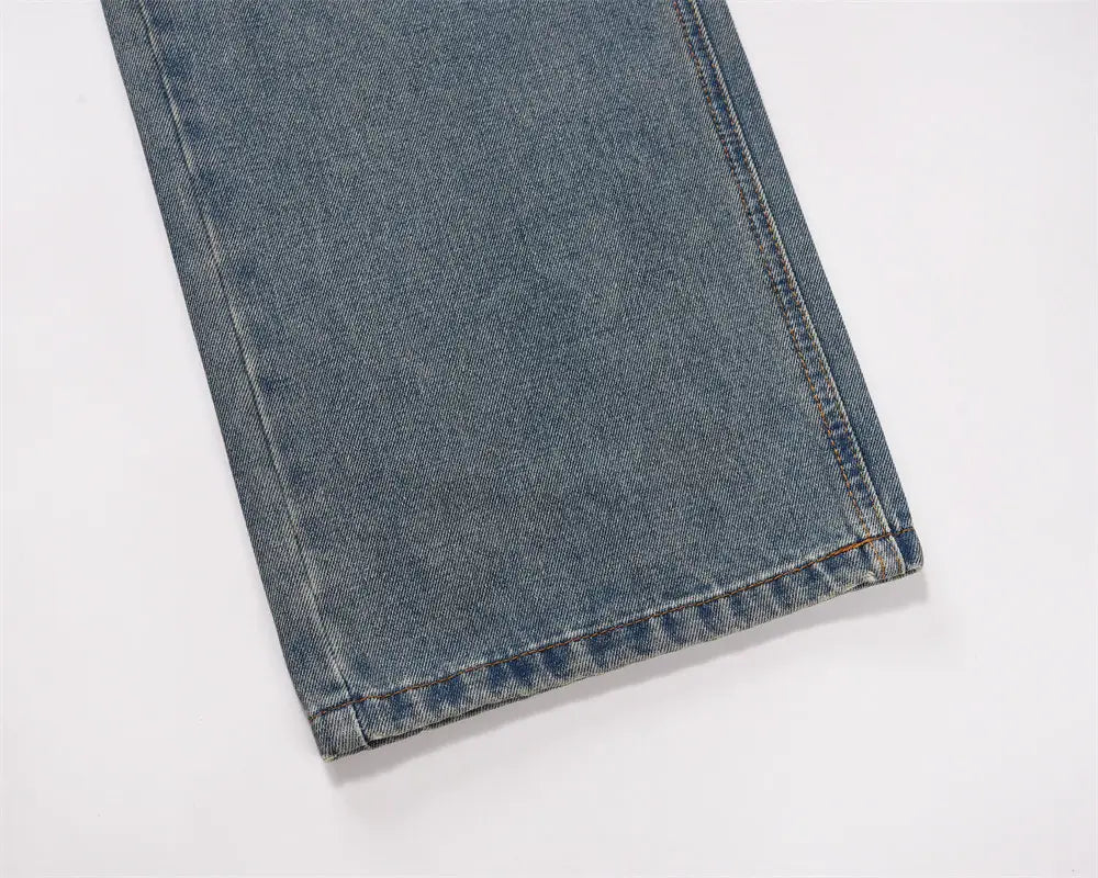 Distressed Straight-leg Denim Trousers For Men