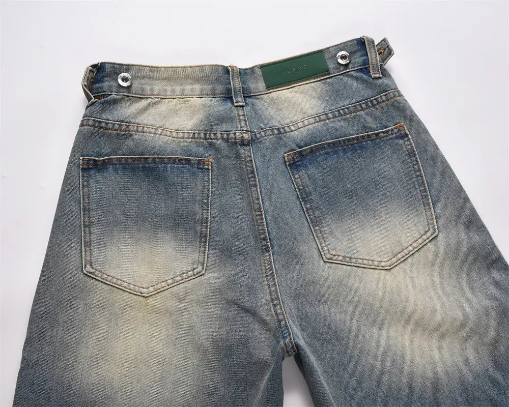 Distressed Straight-leg Denim Trousers For Men