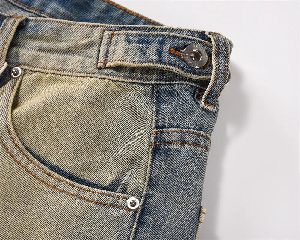 Distressed Straight-leg Denim Trousers For Men