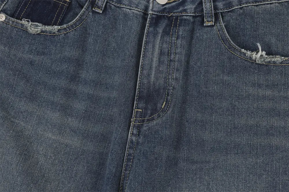 Pocket Decoration Denim Loose Trousers Men