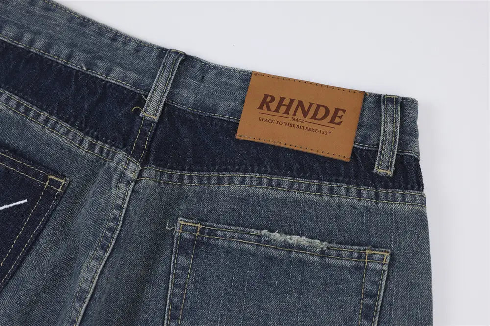 Pocket Decoration Denim Loose Trousers Men