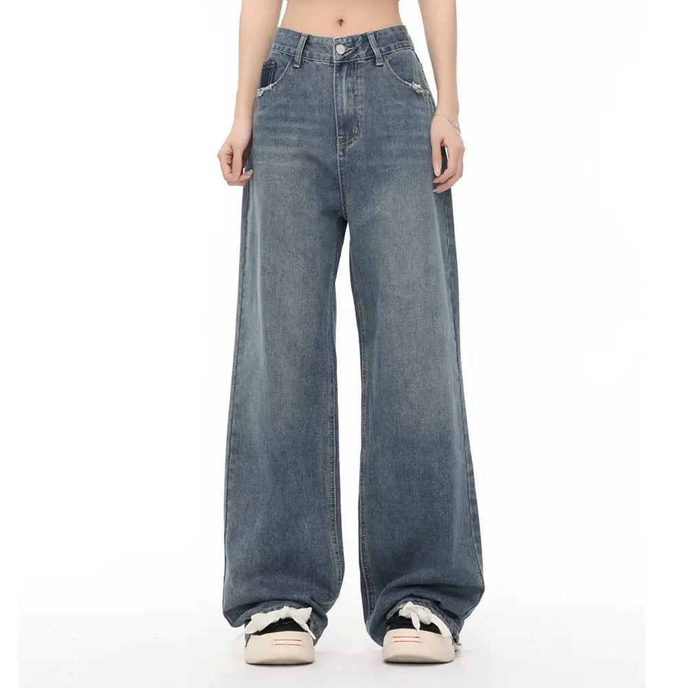 Pocket Decoration Denim Loose Trousers Men