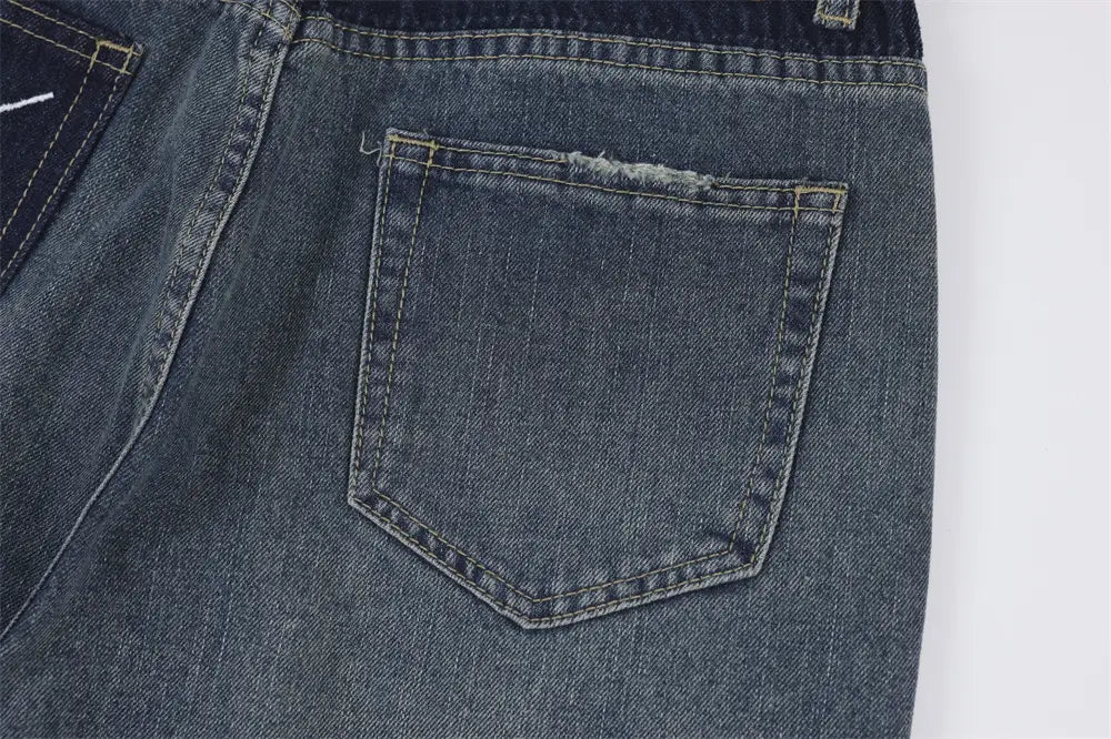 Pocket Decoration Denim Loose Trousers Men