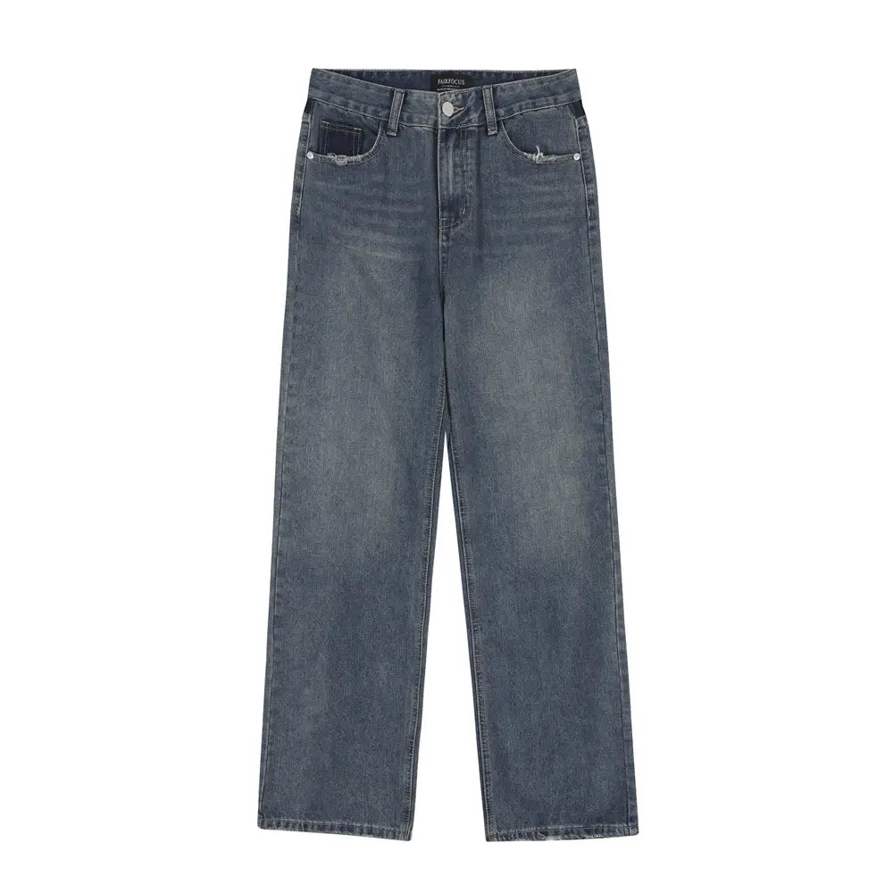 Pocket Decoration Denim Loose Trousers Men