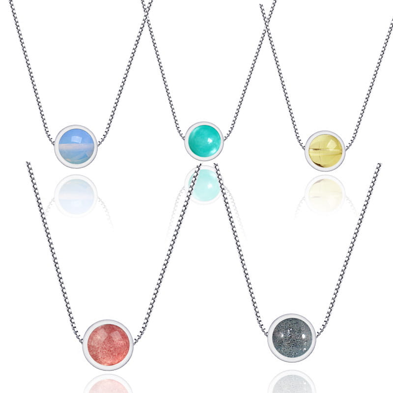 925 Sterling Silver Strawberry Quartz Necklace