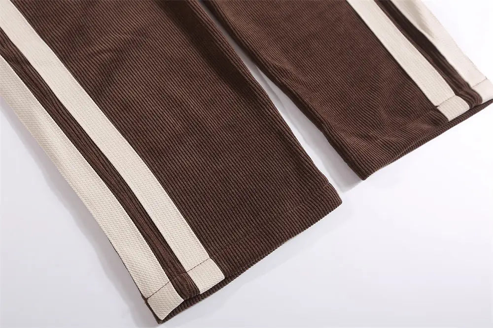 Fashion Striped Casual Straight Trousers Men
