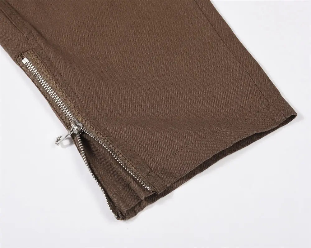 Fashion Zipper Split Casual Trousers Men