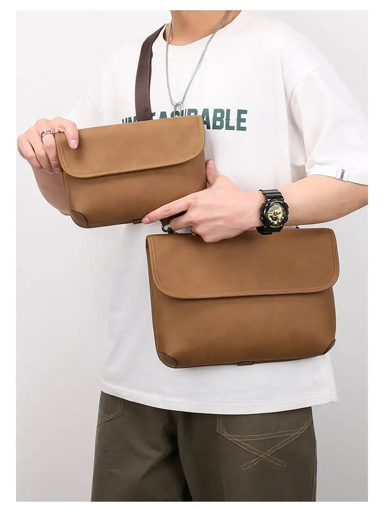 Men’s Contrast Color Matte Fashion Retro Crossbody Shoulder Bag
