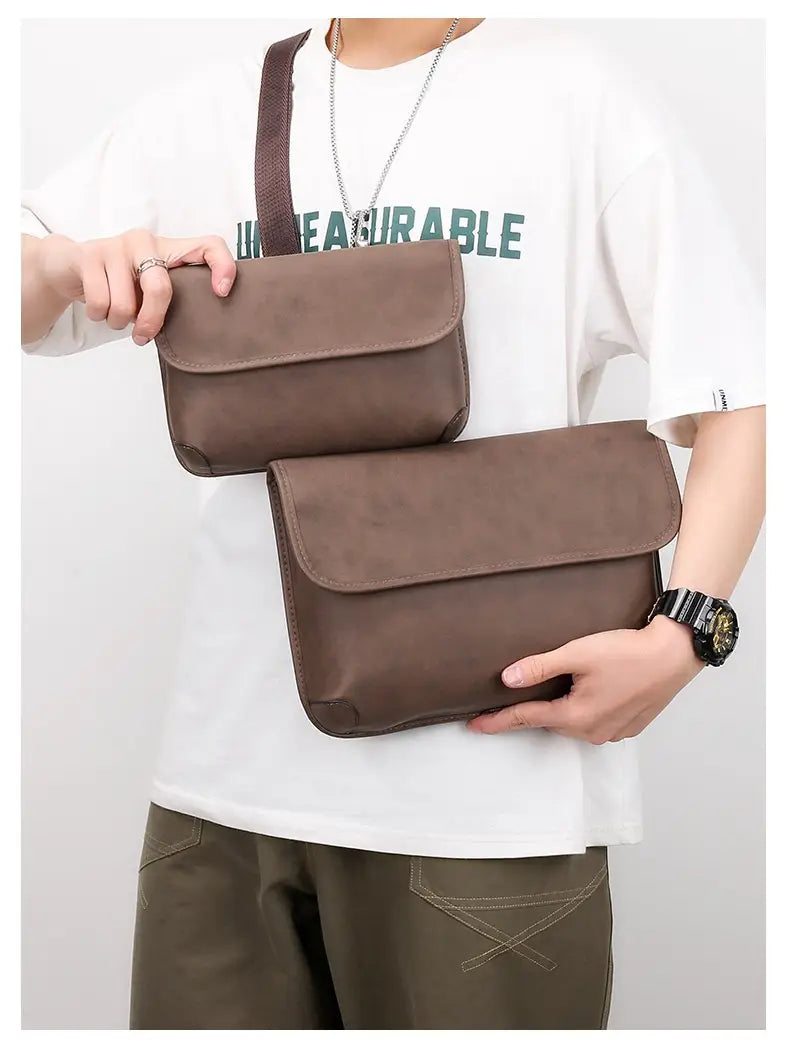 Men’s Contrast Color Matte Fashion Retro Crossbody Shoulder Bag