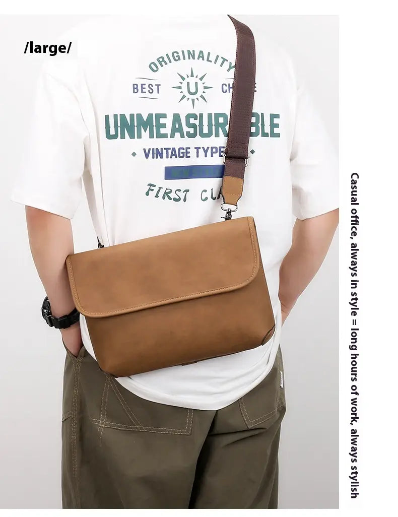 Men’s Contrast Color Matte Fashion Retro Crossbody Shoulder Bag