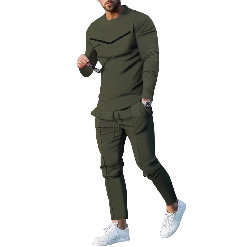 Round Neck Long Sleeve T-shirt Trousers Suit Men